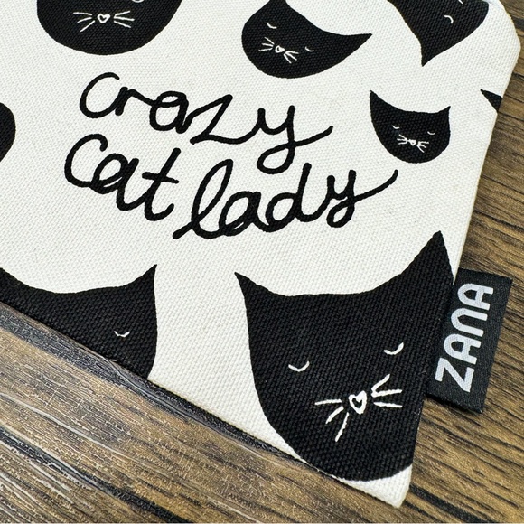 Crazy Cat Lady canvas zippered pouch, Zane Products fabric pouch - Picture 2 of 9